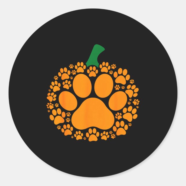 Funny Halloween Pumpkin Paw Print Dog Lover Cat  Runder Aufkleber (Vorderseite)