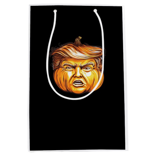 Funny Halloween Pumpkin Political Parody Donald Tr Mittlere Geschenktüte (Vorderseite)