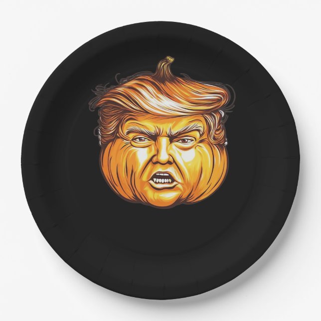 Funny Halloween Pumpkin Political Parody Donald Tr Pappteller (Vorderseite)