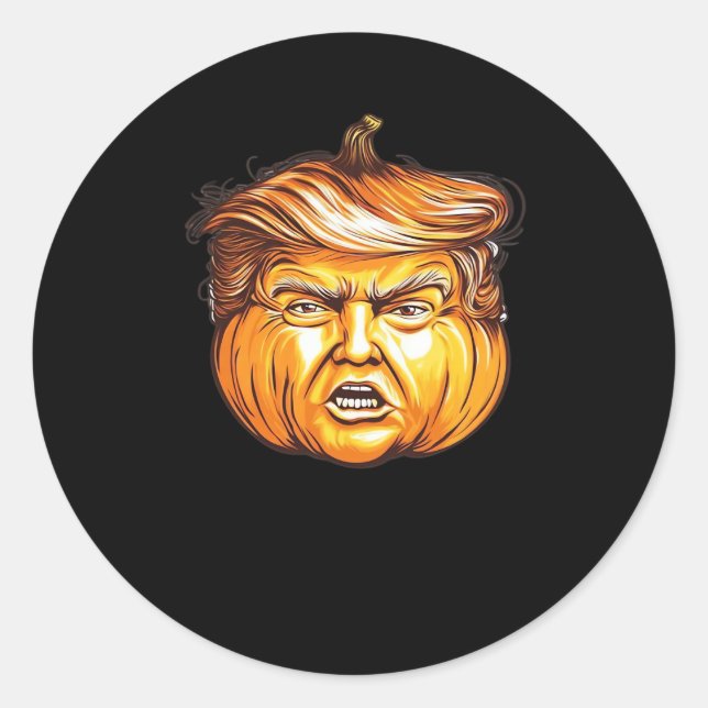Funny Halloween Pumpkin Political Parody Donald Tr Runder Aufkleber (Vorderseite)