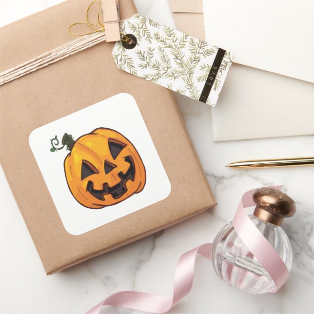 Funny Halloween Pumpkin Quadratischer Aufkleber (Schenken)