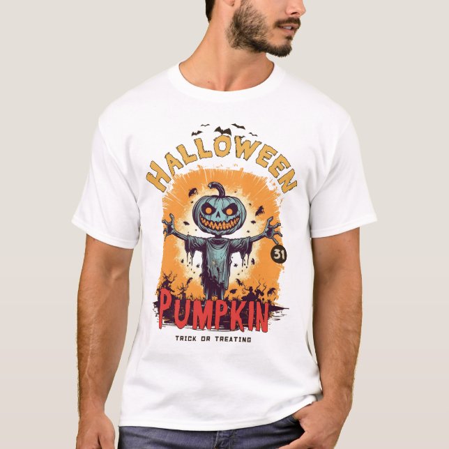 Funny Halloween Pumpkin T - Shirt (Vorderseite)