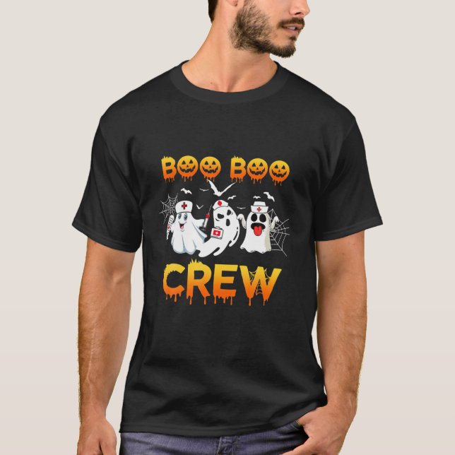 Funny Halloween Pumpkin T-Shirt, Boo Boo Crew Ghos T-Shirt (Vorderseite)