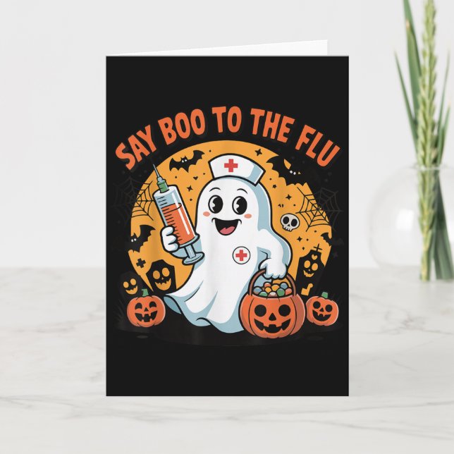 Funny Halloween Quote Say Boo To The Flu Cool Vacc Karte (Vorderseite)