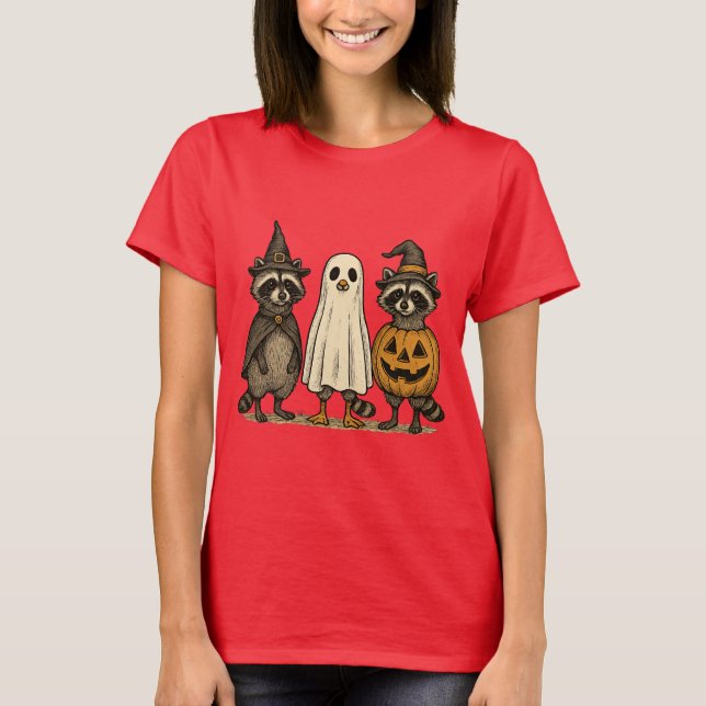 Funny Halloween Raccoon niedlicher Bob T-Shirt (Vorderseite)