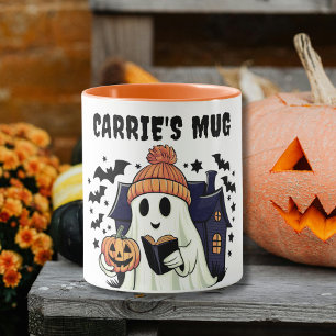 Funny Halloween Reading Ghost Book Lovers Tasse