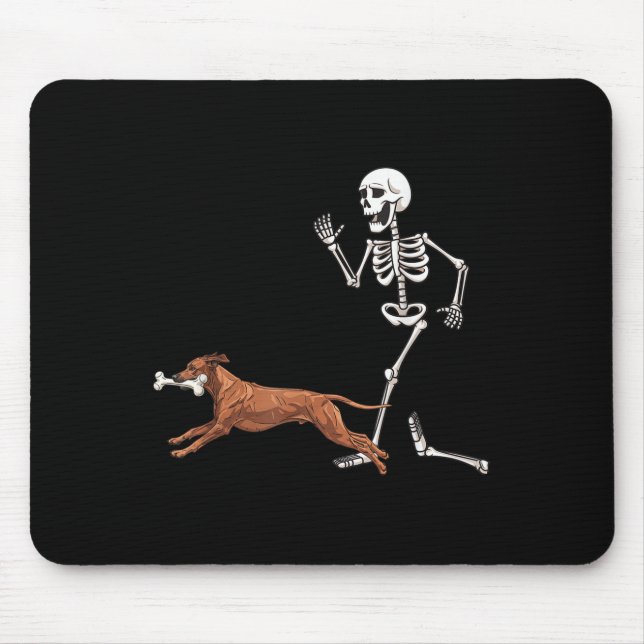 Funny Halloween Rhodesian Ridgeback und Skelett Mousepad (Vorne)