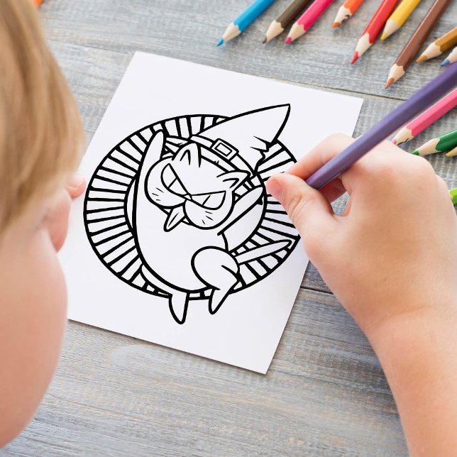 Funny Halloween Rude Cat Coloring Page Poster (Von Creator hochgeladen)