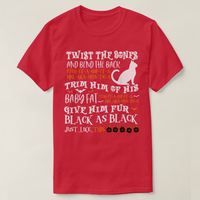 Funny Halloween Scary Black Cat Jackolantern Witch T-Shirt (Design vorne)