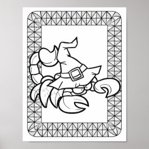 Funny Halloween Scorpion Angry Coloring Page Poster