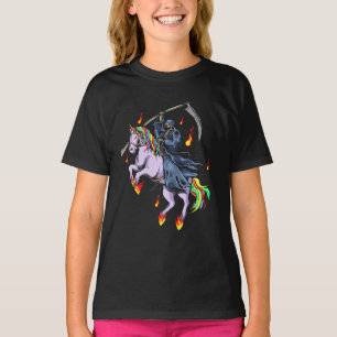 Funny Halloween Sensenmann reiten Unicorn T-Shirt