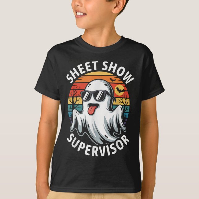 Funny Halloween Sheet Show Supervisor T-Shirt (Vorderseite)