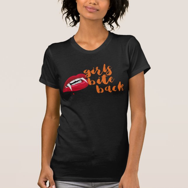 Funny Halloween Shirt Girls beißen lustige Frauen  (Vorderseite)