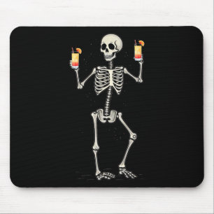 Funny Halloween Skeleton Drinken Tequila Sonnenauf Mousepad