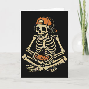Funny Halloween Skeleton Gamer Video Gaming Boys m Karte
