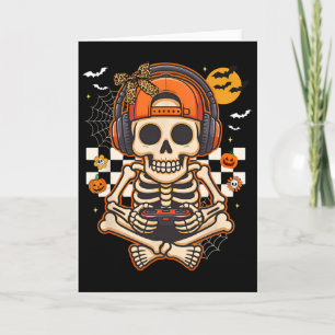 Funny Halloween Skeleton Gamer Video Gaming Boys m Karte