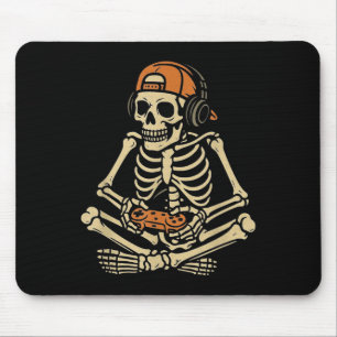 Funny Halloween Skeleton Gamer Video Gaming Boys m Mousepad
