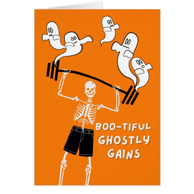 Funny Halloween Skeleton Ghoteen Gains Barbell (Vorne)