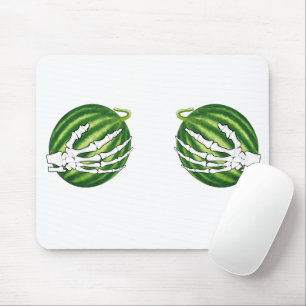 Funny Halloween Skeleton Hands Holding Melons Mousepad