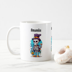 Funny Halloween Skeleton mit Top Hat Kaffeetasse