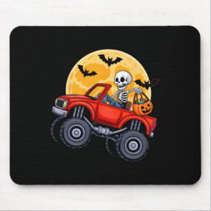 Funny Halloween Skeleton Monster Truck Kids Boys T Mousepad