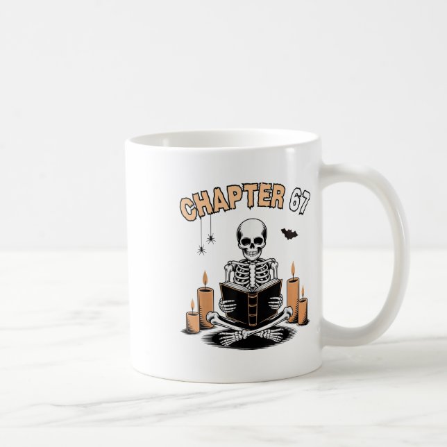 Funny Halloween Skeleton Reading Book 67 Memes _2  Kaffeetasse (Rechts)