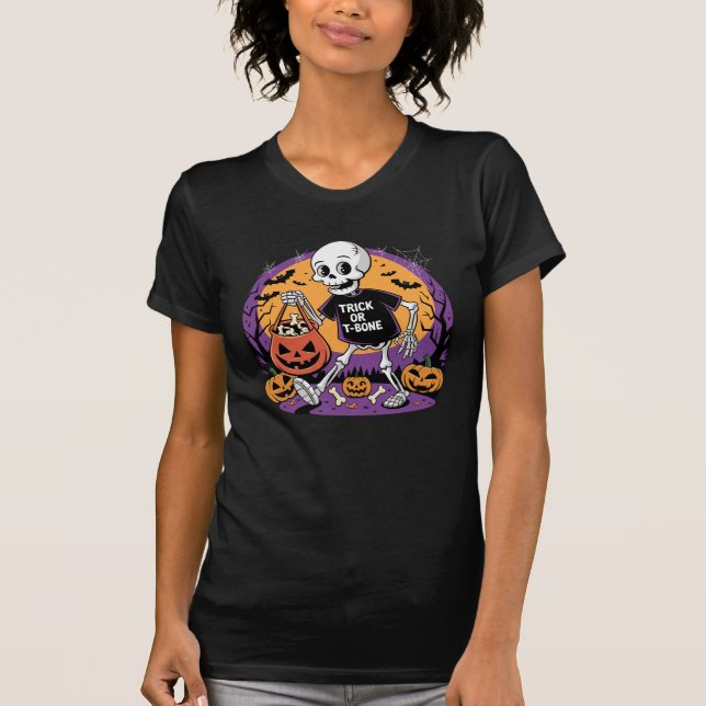 Funny Halloween Skeleton "Trick or T-Bone T-Shirt (Vorderseite)