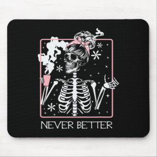 Funny Halloween Skeleton trinken Kaffee Zitat Nev Mousepad