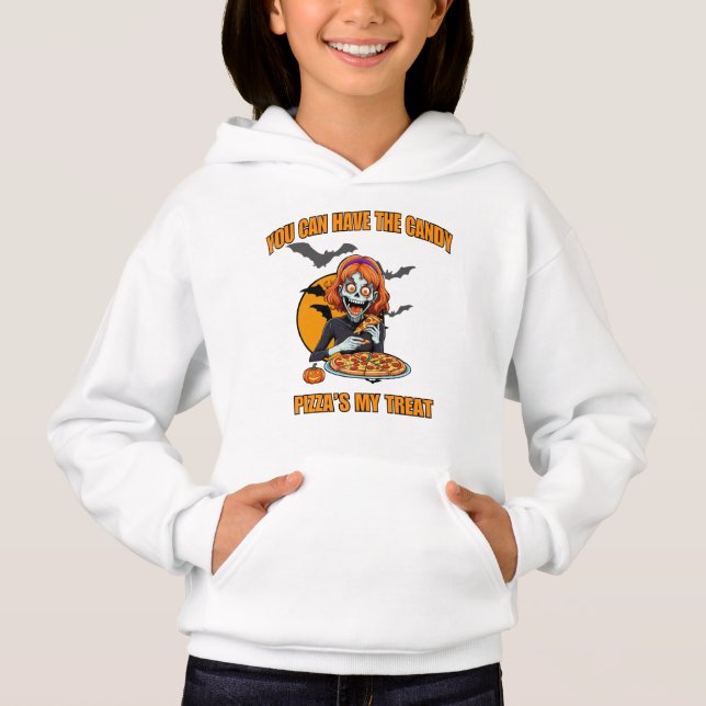 Funny Halloween Skeleton V2, Pizza Lover Foody Hoodie (Vorderseite)