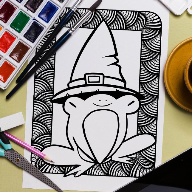 Funny Halloween Slit-Eye Frog Coloring Page Poster (Von Creator hochgeladen)