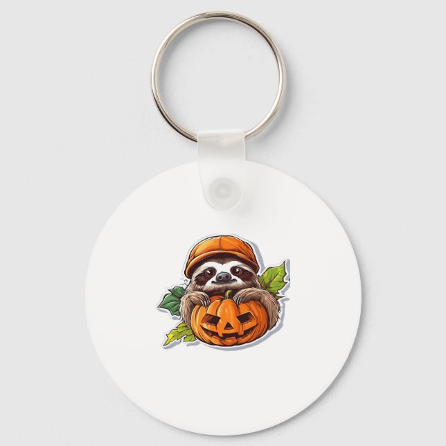 Funny Halloween Sloth Sticker Klassischer T - Shir Schlüsselanhänger (Vorderseite)
