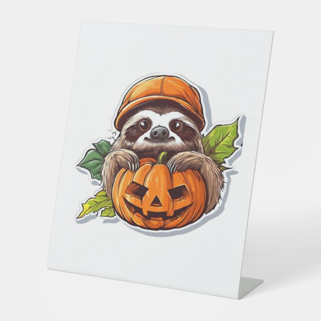 Funny Halloween Sloth Sticker Klassischer T - Shir Sockelschild (Vorderseite)