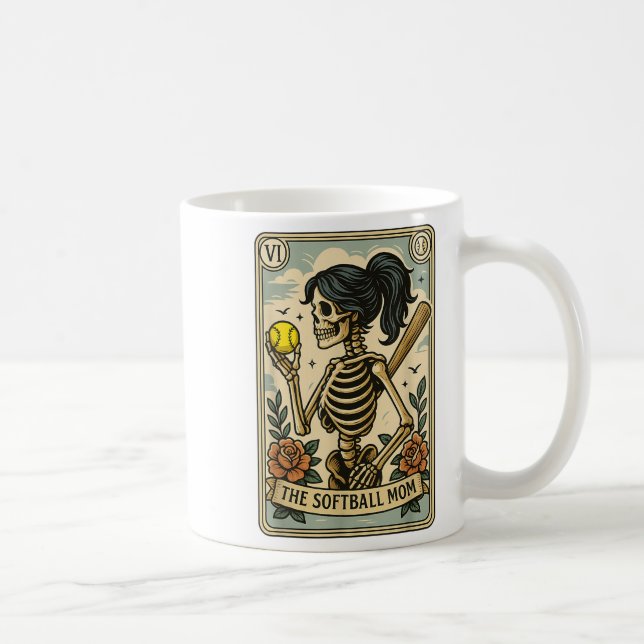 Funny Halloween Softball Mama Mama Skeleton Tarot  Kaffeetasse (Rechts)