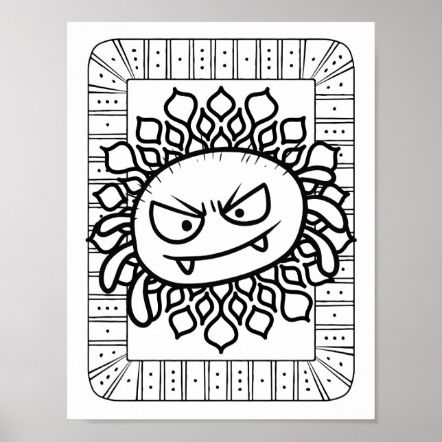 Funny Halloween Spider Coloring Page Poster (Vorne)