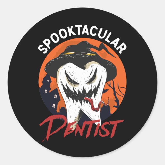 Funny Halloween Spooktacular Dentist Hexentooth Runder Aufkleber (Vorderseite)