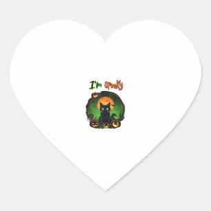 Funny Halloween Spooky Black Cat Pumpkin Bat Starr Herz-Aufkleber