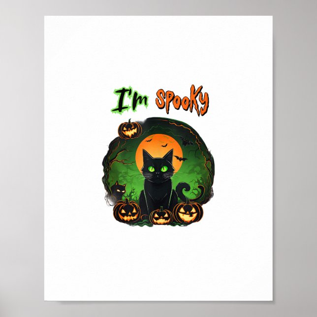 Funny Halloween Spooky Black Cat Pumpkin Bat Starr Poster (Vorne)