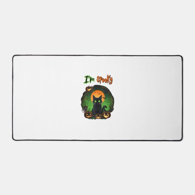 Funny Halloween Spooky Black Cat Pumpkin Bat Starr Schreibtischunterlage (Vorderseite)