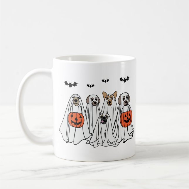 Funny Halloween Spooky Hunde - С ute Ghost Hunde Kaffeetasse (Links)