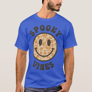 Funny Halloween Spooky Vibes Leopard Skull Smile T-Shirt