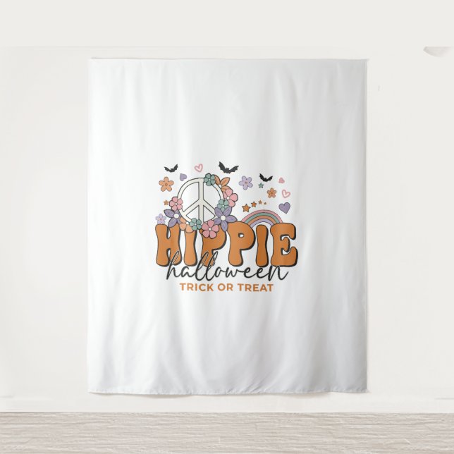 Funny Halloween Sprichwort Hippie Halloween Wandteppich (Vorderseite)