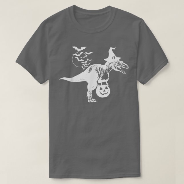 Funny Halloween T-Rex Dinosaur Hexenhuttrick oder T-Shirt (Design vorne)