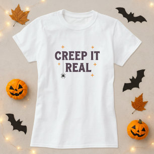 Funny Halloween T-Shirt; Creep it Real Spider Puff T-Shirt