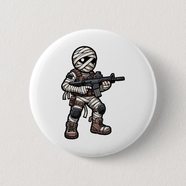 Funny Halloween Tacmy Mummy Army Men Veteran Co Button (Vorderseite)