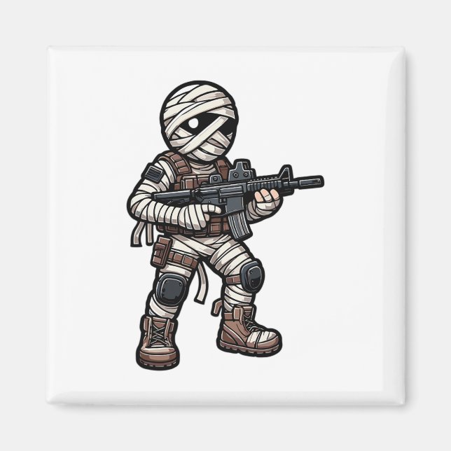 Funny Halloween Tacmy Mummy Army Men Veteran Co Magnet (Vorne)