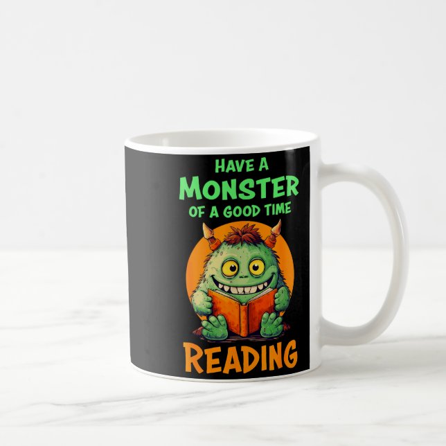 Funny Halloween Teacher Librarian Monster Reading  Kaffeetasse (Rechts)