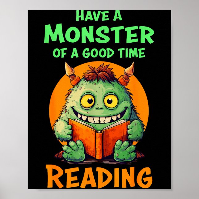 Funny Halloween Teacher Librarian Monster Reading  Poster (Vorne)
