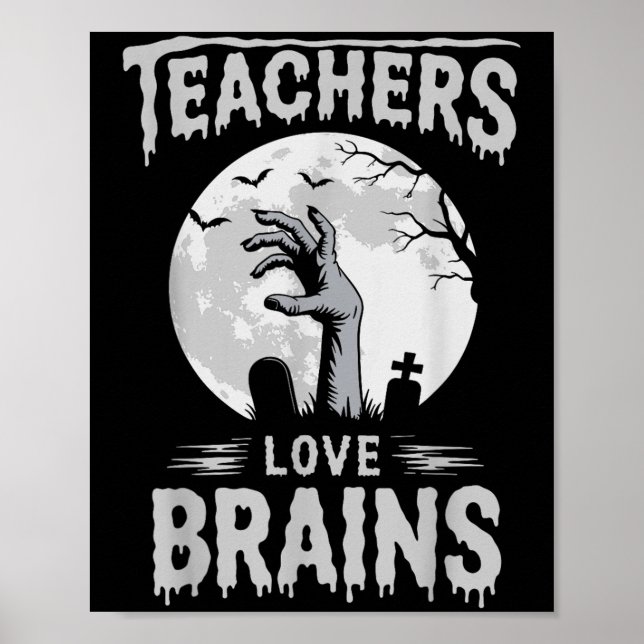 Funny Halloween Teacher S Zombie Lehrer Liebe Bra Poster (Vorne)