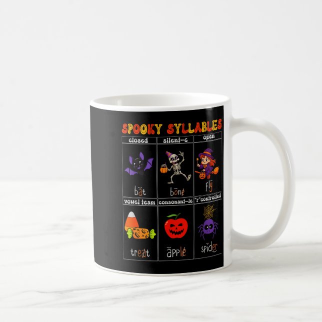 Funny Halloween Teacher Spooky Syllables Candy Cos Kaffeetasse (Rechts)