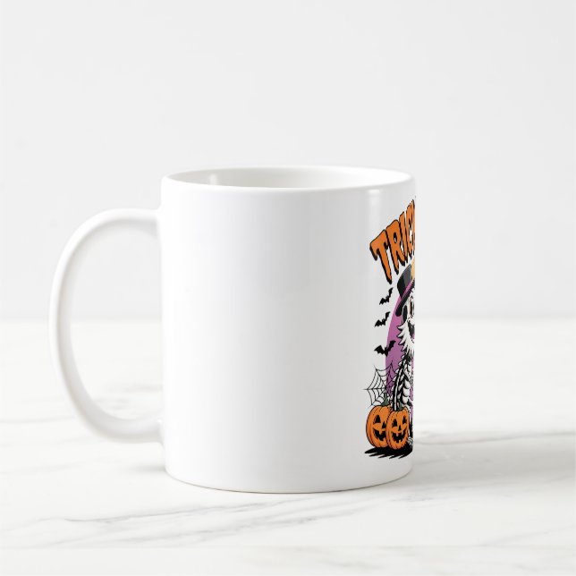 Funny Halloween Trick oder Bierskelette Kaffeetasse (Links)